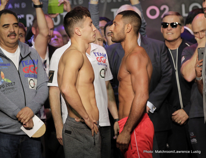 Pesée officielle : Kell Brook 159.4 lbs, Gennady Golovkin 158.9 lbs