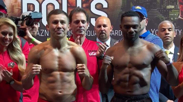 Pesée officielle : Golovkin 163 lbs, Rolls 163 ¾ lbs