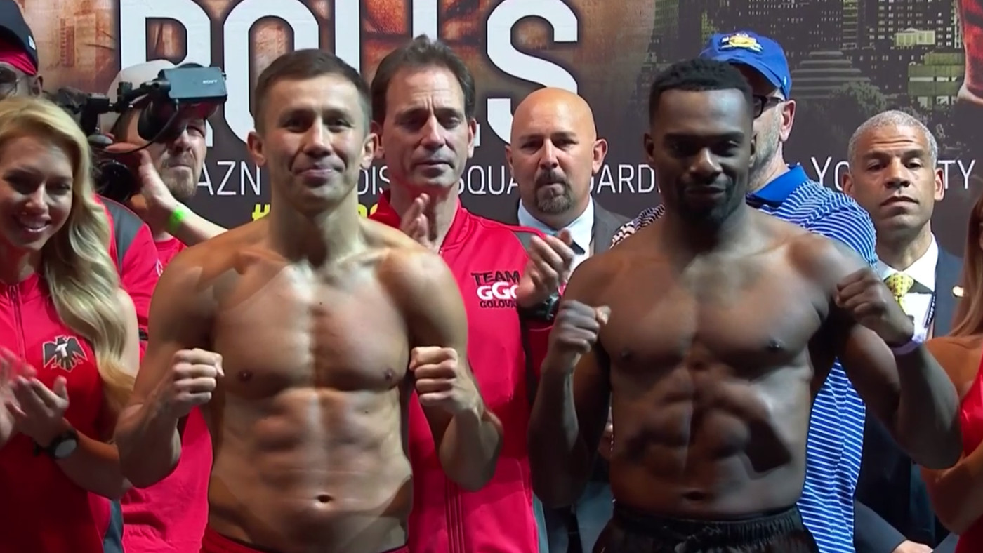 Pesée officielle : Golovkin 163 lbs, Rolls 163 ¾ lbs