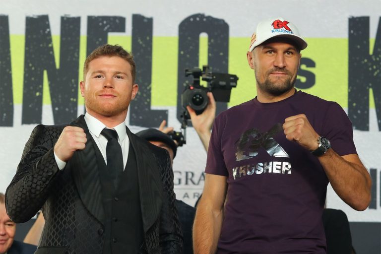 Face à face entre Canelo Alvarez vs. Sergey Kovalev à la conférence de presse