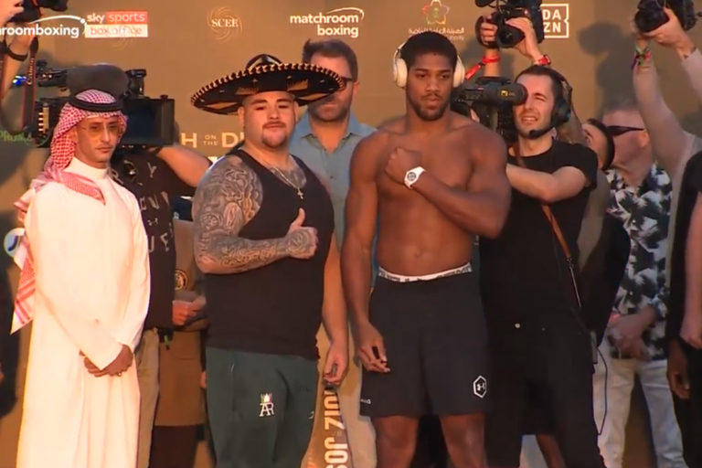 Andy Ruiz vs. Anthony Joshua 2 : Ruiz 283 lbs, Joshua 237 lbs