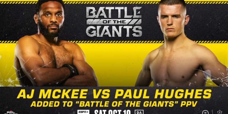 Battle of the Giants le 19 Octobre : AJ McKee vs. Paul Hughes ajouté à la carte du PPV