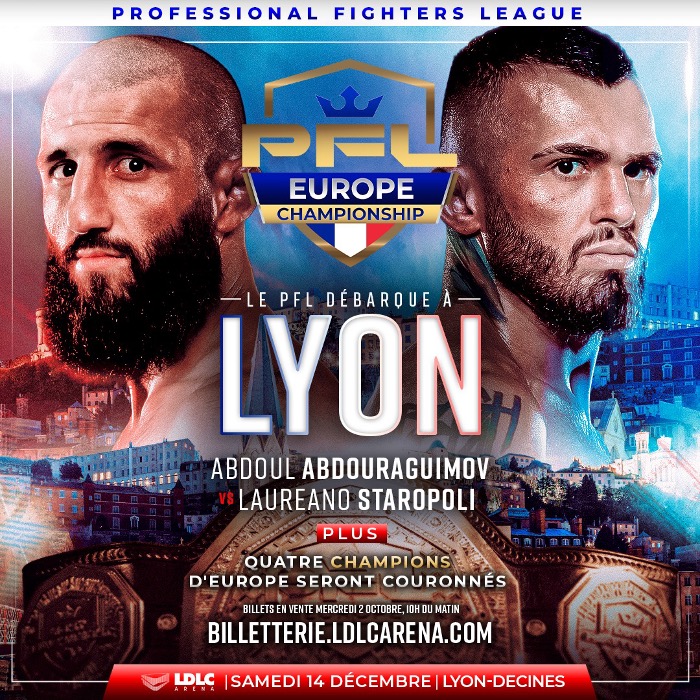 Championnat d’Europe PFL Lyon, Samedi 14 Décembre 2024, Abdoul Abdouraguimov de retour à l’action contre Laureano Staropoli