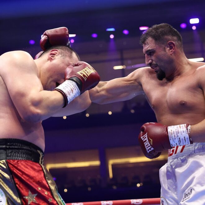 Agit Kabayel se remet d’une chute au tapis et stoppe Zhilei Zhang au 6e round