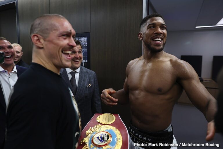 Eddie Hearn répond aux rumeurs disant que Anthony Joshua et l’équipe de Oleksandr Usyk travaillent ensemble