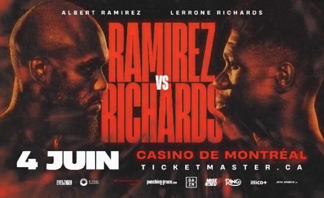 Albert Ramirez face à Lerrone Richards en combat de championnat du monde WBA intérimaire des mi-lourds le 4 Juin prochain à Montréal